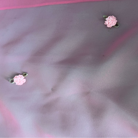 Vintage Chiffon Layered Rose Bud Appliqué Fairy Skirt - Picture 7 of 8